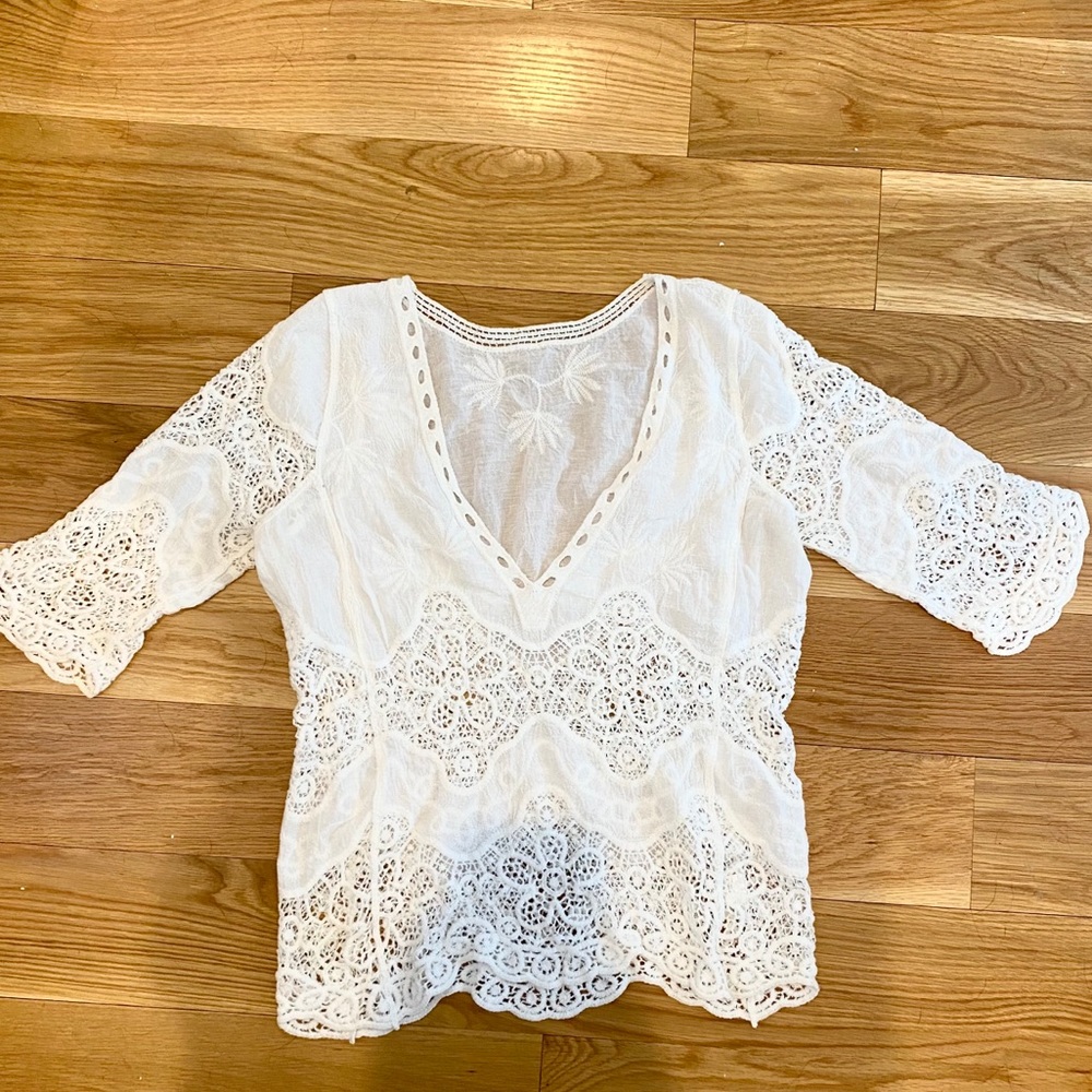 White crochet beach cover top